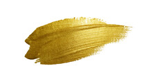 Gold Texture Paint Stain Illustration. Hand Drawn Brush Stroke Vector Design Element.