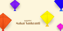 Happy Makar Sankranti Festival Background Template Stock Illustration Flying Kites And Decoration