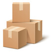 © VectorBum - Cardboard box pile. Blank closed parcels in realistic style