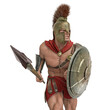 ancient warrior is looking the enimy in the battle