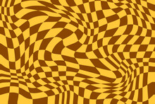 Abstract Illusion On Yellow Brown Checkered Background