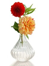 Bouquet Of Red And Orange Dahlias Flowers
