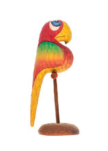 Wooden Toy Parrot On A White Background