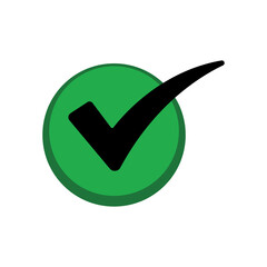 Green check mark icon inside a circle. Tick symbol in green color, vector illustration.