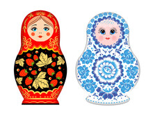 Wooden Colored Matryoshka Doll. Russian Nesting Dolls. 