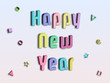 © Cansu - Happy New Year Colorful 3d Lettering for New Year and Christmas Greetings Art & Illustration