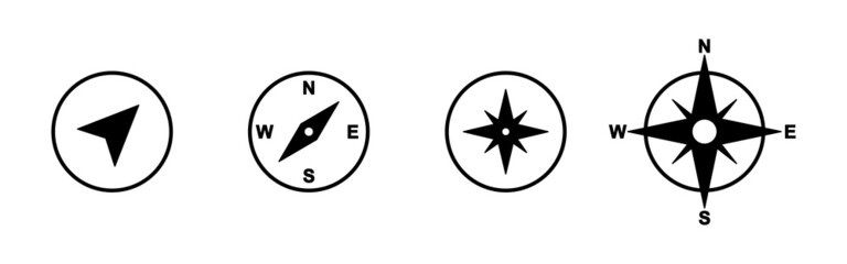 Compass icons set. arrow compass icon sign and symbol