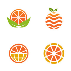 Canvas Print - Orange fruit icon set logo design