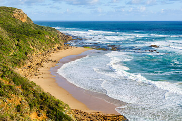 Wall Mural - View from the Castle Cove Lookout where the Great Ocean Walk meets the Great Ocean Road - Glenaire, Victoria, Australia