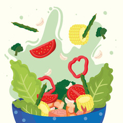 Sticker - cartel of healthy food bowl