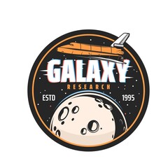 Wall Mural - galaxy research vector icon of spaceship, space, moon planet and stars with glitch effects. explorat