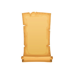 Wall Mural - old paper scroll isolated cartoon empty parchment. vector worn ancient egypt papyrus, blank manuscri
