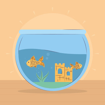 fishbowl with goldfish