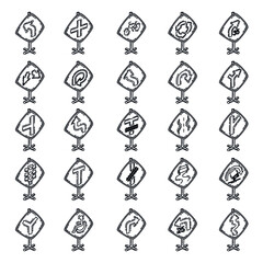 Traffic Signs  Set Icon Vector