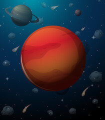 Wall Mural - Mars planet on space background