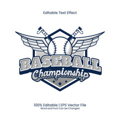 Wall Mural - Editable text effect - Baseball Championship emblem logo monochrome style