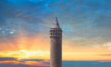 Galata Tower At Amazing Sunset - Istanbul,  Turkey