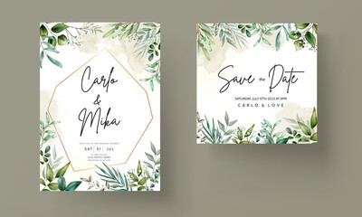 Beautiful leaves wedding invitation card template