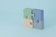 3d illustration four pieces of jigsaw puzzle or teamwork concept