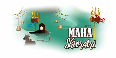 Vector illustration of sticker for Hindu festival Maha Shivratri  with text Om Namah Shivaya meaning adoration to Shiva