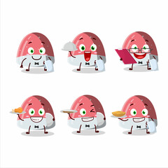 Sticker - happy pufflettes gummy candy waiter cartoon character holding a plate