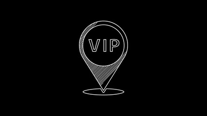 Poster - White line Location Vip icon isolated on black background. 4K Video motion graphic animation