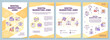 © IMG visuals icons - Digital marketing jobs yellow brochure template. Ad content. Booklet print design with linear icons. Vector layouts for presentation, annual reports, ads. Arial-Black, Myriad Pro-Regular fonts used