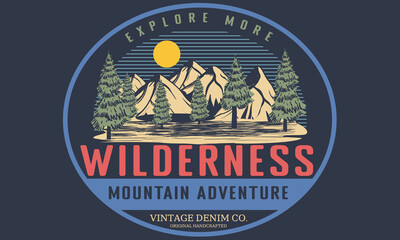 wilderness vector graphic print design for t shirt, apparel, sticker, batch, background, poster and 