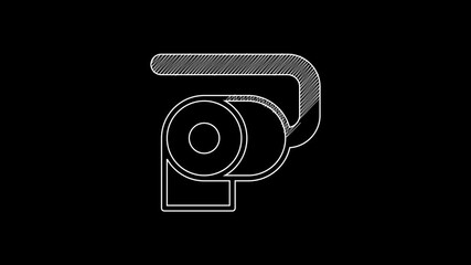 Poster - White line Toilet paper roll icon isolated on black background. 4K Video motion graphic animation