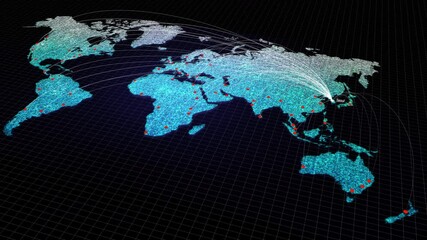 Poster - Global connectivity from Seoul, South Korea to other major cities around the world. Technology and network connection, trading and traveling concept. World map element of this clip furnished by NASA