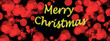 Merry Christmas Illustration Card Design with Glowing Gold Bokeh Lights on Black Background, Horizontal, Widescreen