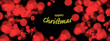 Merry Christmas Illustration Card Design with Glowing Gold Bokeh Lights on Black Background, Horizontal, Widescreen