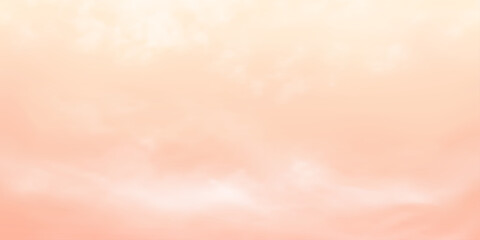 Wall Mural - Panorama Clear yellow and orange sky and white cloud detail  with copy space. Warm Sky Landscape Background.Summer heaven with colorful clearing sky. Vector illustration. Sky clouds background.