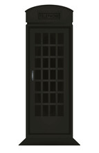 Black  Telephone Box. Vector Illustration