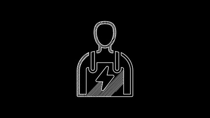 Poster - White line Car mechanic icon isolated on black background. Car repair and service. 4K Video motion graphic animation