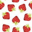 
Strawberry vector pattern, red berry on a white background, seamless print.