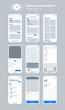 Mobile app design. UI UX wireframe kit for smartphone. New OS Food screens.
