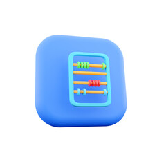 3d render Colorful abacus icon cute smooth on white background, arithmetic game learn counting number concept. finance education. 3D render illustration