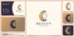 Hair beauty logo design. icon for salon, makeover, hair stylist, hairdresser, hair cut. Premium Vector