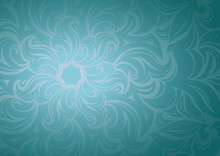Floral Gradient Wallpaper In Blue With Stylized Flowers And Foliage Patterns. Vector Illustration For Covers, Cards, Advertisements, Flyers, Labels, Posters, Banners And Invitations