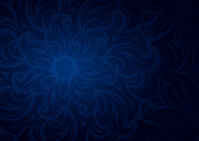 Floral Dark Blue Gradient Wallpaper With Stylized Flowers And Foliage Patterns, Dark Background, Vector Illustration For Covers, Cards, Advertisements, Flyers, Labels, Posters, Banners And Invitations