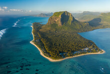 Aerial View Of Pointe Sud Ouest Reef, View Of The Peninsula Near Le Morne, Mauritius.
