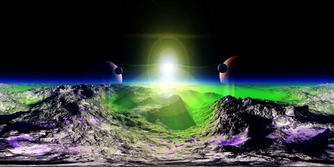 Wall Mural - alien landscape. HDRI . equidistant projection. Spherical panorama. panorama 360. environment map, 3d rendering