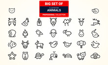 Set Of Animal Icons Black Outline And With White Background 104