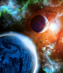 Wall Mural - planets and exoplanets of unexplored galaxies. sci-fi. new worlds to discover. colonization and expl