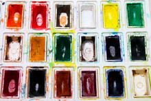 Watercolor Paints Close-up, Background For Creativity, Art And Hobbies