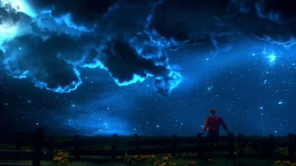 Wall Mural - A Magic Night illuminated by the Moonlight - Loop Nature Landscape Background