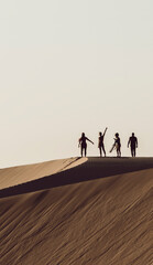 Lençóis Maranhenses - Silhouette of group of friends during sunset in this brazilian national park