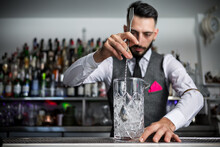 Bartender Preparing A Classis Stirred Cocktail