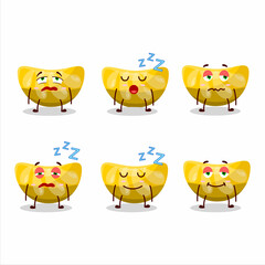 Sticker - Cartoon character of orange gummy candy with sleepy expression